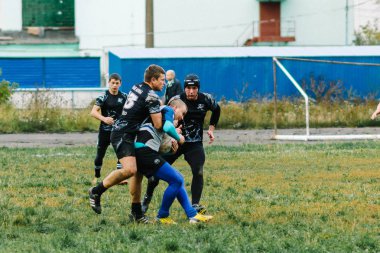 Ivanovo, Rusya - 12 Eylül 2015: White Shark takımları ile Amiral Gemisi arasında Erkekler Rugby şampiyonası