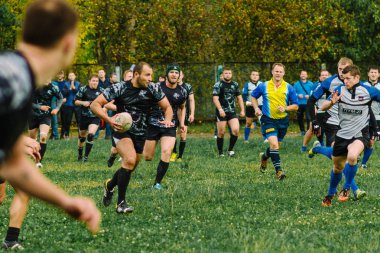 Ivanovo, Rusya - 12 Eylül 2015: White Shark takımları ile Amiral Gemisi arasında Erkekler Rugby şampiyonası