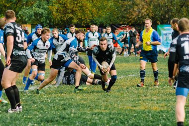 Ivanovo, Rusya - 12 Eylül 2015: White Shark takımları ile Amiral Gemisi arasında Erkekler Rugby şampiyonası