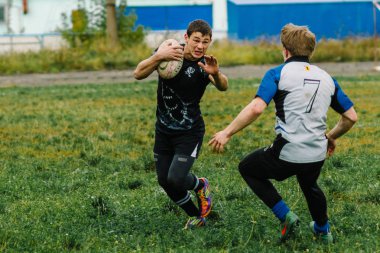 Ivanovo, Rusya - 12 Eylül 2015: White Shark takımları ile Amiral Gemisi arasında Erkekler Rugby şampiyonası