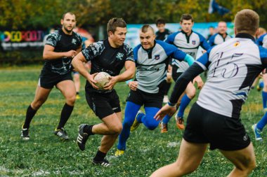 Ivanovo, Rusya - 12 Eylül 2015: White Shark takımları ile Amiral Gemisi arasında Erkekler Rugby şampiyonası