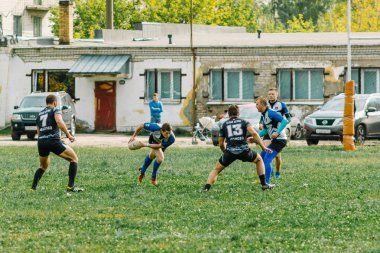 Ivanovo, Rusya - 12 Eylül 2015: White Shark takımları ile Amiral Gemisi arasında Erkekler Rugby şampiyonası