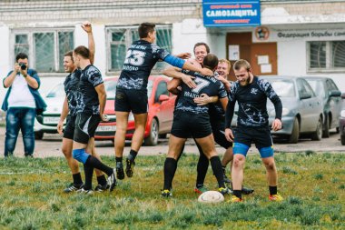 Ivanovo, Rusya - 12 Eylül 2015: White Shark takımları ile Amiral Gemisi arasında Erkekler Rugby şampiyonası