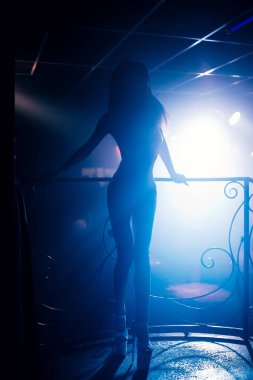 kız dansçı go go-gece kulübünde poz silüeti