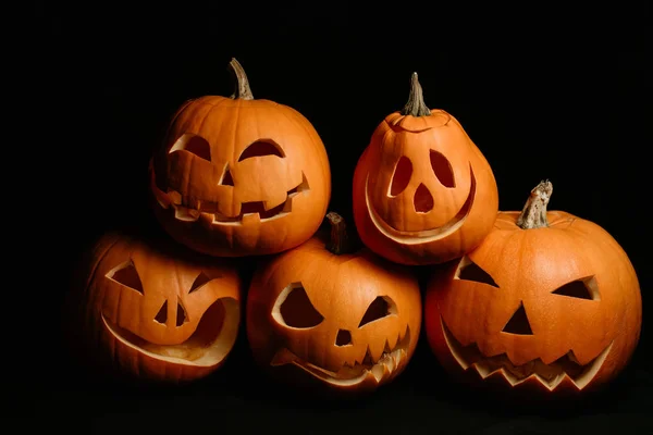 Halloween Összetétel Jack Lámpások Tökök — Stock Fotó