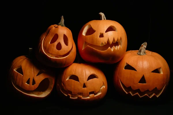 Composizione Halloween Con Zucche Jack Lanterne — Foto Stock