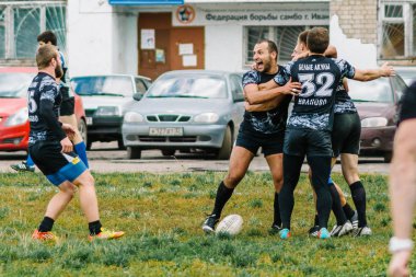 Ivanovo, Rusya - 12 Eylül 2015: White Shark takımları ile Amiral Gemisi arasında Erkekler Rugby şampiyonası