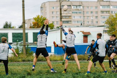 Ivanovo, Rusya - 12 Eylül 2015: White Shark takımları ile Amiral Gemisi arasında Erkekler Rugby şampiyonası