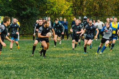 Ivanovo, Rusya - 12 Eylül 2015: White Shark takımları ile Amiral Gemisi arasında Erkekler Rugby şampiyonası