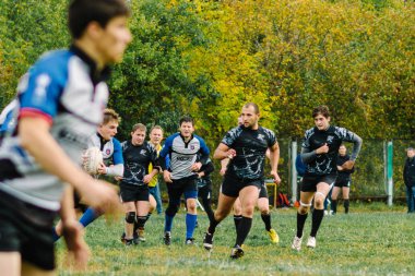 Ivanovo, Rusya - 12 Eylül 2015: White Shark takımları ile Amiral Gemisi arasında Erkekler Rugby şampiyonası