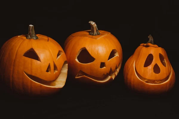 Halloween Komposition Mit Jack Laternen Kürbissen — Stockfoto