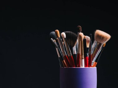 profesyonel makyaj kümesi yakın kopya alanı ile fırçalar