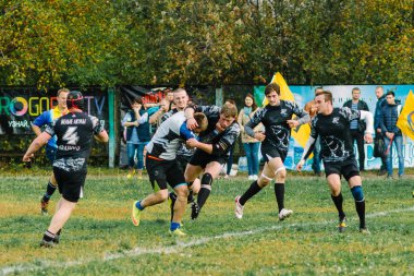 Ivanovo, Rusya - 12 Eylül 2015: White Shark takımları ile Amiral Gemisi arasında Erkekler Rugby şampiyonası