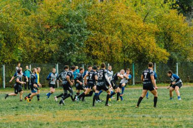 Ivanovo, Rusya - 12 Eylül 2015: White Shark takımları ile Amiral Gemisi arasında Erkekler Rugby şampiyonası