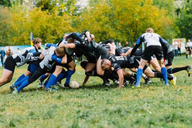 Ivanovo, Rusya - 12 Eylül 2015: White Shark takımları ile Amiral Gemisi arasında Erkekler Rugby şampiyonası
