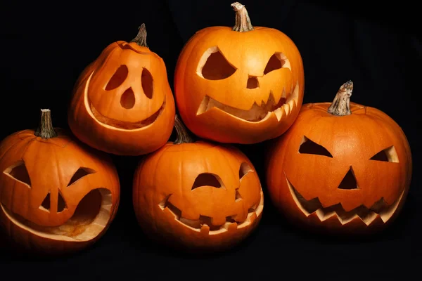 Composizione Halloween Con Zucche Jack Lanterne — Foto Stock