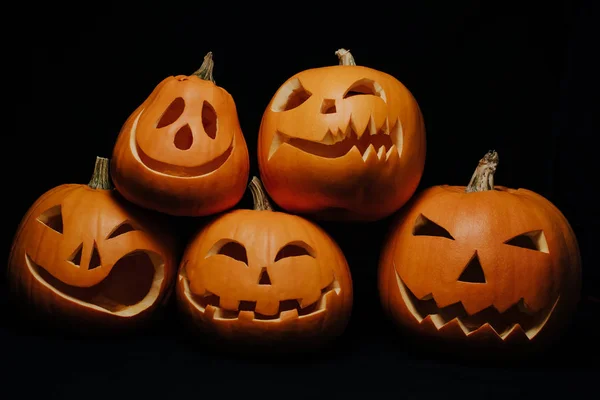 Composizione Halloween Con Zucche Jack Lanterne — Foto Stock