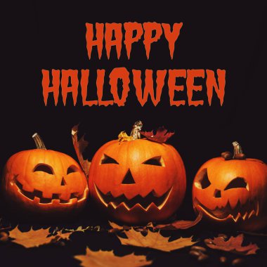 akçaağaç yaprakları ile üç kabak ile tebrik kartı