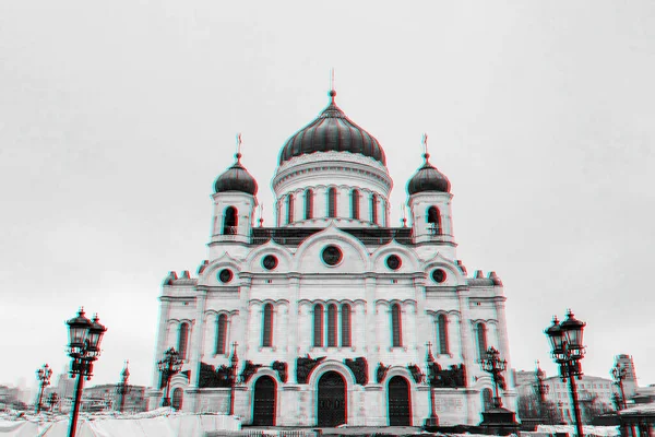 Chrystus Zbawiciel Katedra w Moskwie Rosja w zimowy dzień — Zdjęcie stockowe