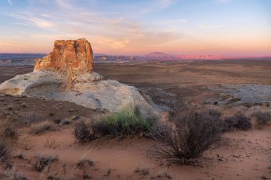 Panoramic View of the unknow Stud Horse Point at Sunset with Colorful Sky in Page, Arizona, USA. High quality photo