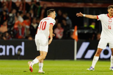 Piotr Zielinski, Hollanda ve Polonya milli takımları arasında oynanan Dünya Kupası 2026 Avrupa ön eleme maçında görüldü (Maciej Rogowski / Ball Raw Images)
