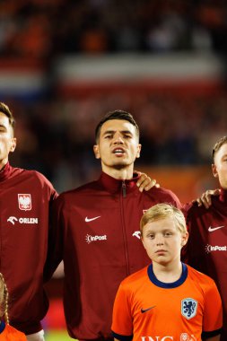 Jakub Kiwior, Hollanda ve Polonya milli takımları arasında oynanan 2026 Dünya Kupası ön eleme maçında görüldü (Maciej Rogowski / Ball Raw Images)