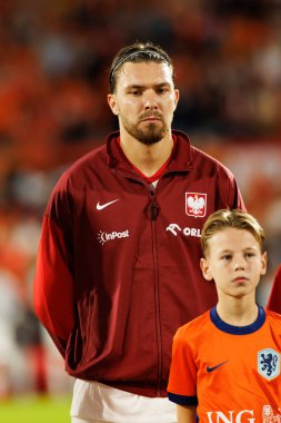 Przemyslaw Wisniewski, Hollanda ve Polonya milli takımları arasında oynanan Dünya Kupası 2026 Avrupa ön eleme maçında görüldü (Maciej Rogowski / Ball Raw Images)