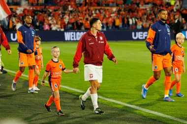 Bartosz Slisz, Hollanda ve Polonya milli takımları arasında oynanan Dünya Kupası 2026 Avrupa ön eleme maçında görüldü (Maciej Rogowski / Ball Raw Images)