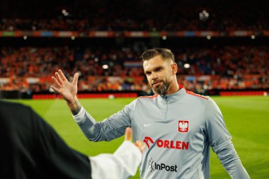 Bartlomiej Dragowski, Hollanda ve Polonya milli takımları arasında oynanan Dünya Kupası 2026 Avrupa ön eleme maçında görüldü (Maciej Rogowski / Ball Raw Images)