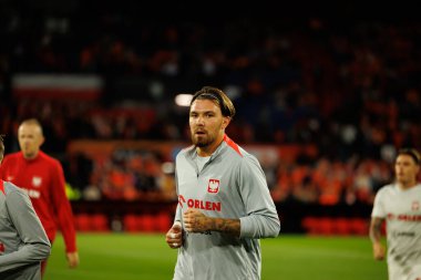 Przemyslaw Wisniewski, Hollanda ve Polonya milli takımları arasında oynanan Dünya Kupası 2026 Avrupa ön eleme maçında görüldü (Maciej Rogowski / Ball Raw Images)