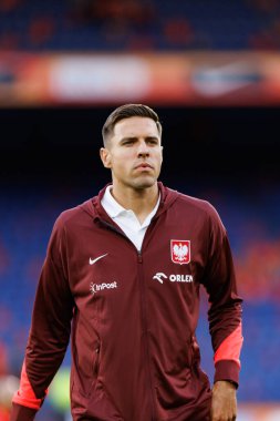 Jan Bednarek, Hollanda ve Polonya milli takımları arasında oynanan 2026 Dünya Kupası ön eleme maçında görüldü (Maciej Rogowski / Ball Raw Images)