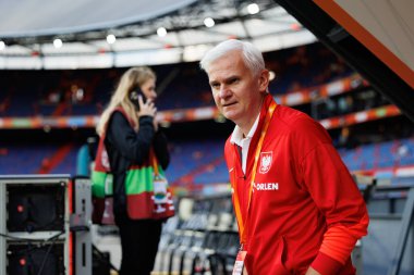 Jacek Magiera, Hollanda ve Polonya milli takımları arasında oynanan Dünya Kupası 2026 Avrupa ön eleme maçında görüldü (Maciej Rogowski / Ball Raw Images)