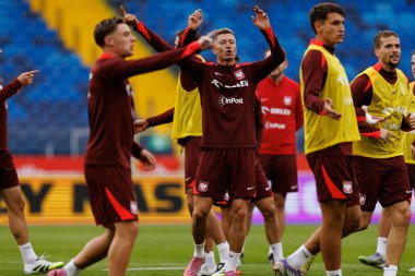 Robert Lewandowski, Polonya Milli Futbol Takımı 'nın 2026 Dünya Kupası öncesinde Finlandiya' ya karşı düzenlediği Resmi Basın Konferansı ve antrenmanı sırasında görüldü (Maciej Rogowski / Ball Raw Images)