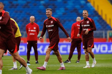 Robert Lewandowski, Polonya Milli Futbol Takımı 'nın 2026 Dünya Kupası öncesinde Finlandiya' ya karşı düzenlediği Resmi Basın Konferansı ve antrenmanı sırasında görüldü (Maciej Rogowski / Ball Raw Images)