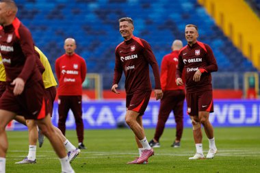 Robert Lewandowski, Polonya Milli Futbol Takımı 'nın 2026 Dünya Kupası öncesinde Finlandiya' ya karşı düzenlediği Resmi Basın Konferansı ve antrenmanı sırasında görüldü (Maciej Rogowski / Ball Raw Images)