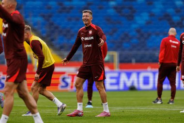 Robert Lewandowski, Polonya Milli Futbol Takımı 'nın 2026 Dünya Kupası öncesinde Finlandiya' ya karşı düzenlediği Resmi Basın Konferansı ve antrenmanı sırasında görüldü (Maciej Rogowski / Ball Raw Images)