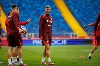 Robert Lewandowski, Polonya Milli Futbol Takımı 'nın 2026 Dünya Kupası öncesinde Finlandiya' ya karşı düzenlediği Resmi Basın Konferansı ve antrenmanı sırasında görüldü (Maciej Rogowski / Ball Raw Images)