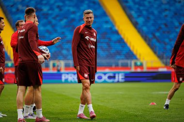 Robert Lewandowski, Polonya Milli Futbol Takımı 'nın 2026 Dünya Kupası öncesinde Finlandiya' ya karşı düzenlediği Resmi Basın Konferansı ve antrenmanı sırasında görüldü (Maciej Rogowski / Ball Raw Images)