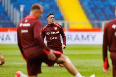 Nicola Zalewski, Polonya Milli Futbol Takımı 'nın 2026 Dünya Kupası öncesinde Finlandiya' ya karşı oynanan resmi basın toplantısı ve antrenmanı sırasında görüldü. (Maciej Rogowski / Ball Raw Images)