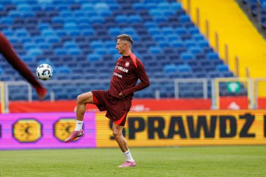 Robert Lewandowski, Polonya Milli Futbol Takımı 'nın 2026 Dünya Kupası öncesinde Finlandiya' ya karşı düzenlediği Resmi Basın Konferansı ve antrenmanı sırasında görüldü (Maciej Rogowski / Ball Raw Images)