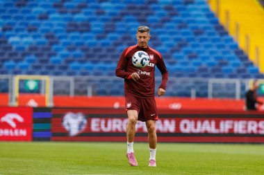 Robert Lewandowski, Polonya Milli Futbol Takımı 'nın 2026 Dünya Kupası öncesinde Finlandiya' ya karşı düzenlediği Resmi Basın Konferansı ve antrenmanı sırasında görüldü (Maciej Rogowski / Ball Raw Images)