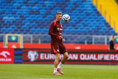 Robert Lewandowski, Polonya Milli Futbol Takımı 'nın 2026 Dünya Kupası öncesinde Finlandiya' ya karşı düzenlediği Resmi Basın Konferansı ve antrenmanı sırasında görüldü (Maciej Rogowski / Ball Raw Images)