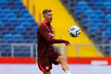Robert Lewandowski, Polonya Milli Futbol Takımı 'nın 2026 Dünya Kupası öncesinde Finlandiya' ya karşı düzenlediği Resmi Basın Konferansı ve antrenmanı sırasında görüldü (Maciej Rogowski / Ball Raw Images)