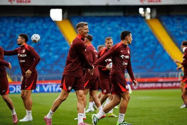 Robert Lewandowski, Polonya Milli Futbol Takımı 'nın 2026 Dünya Kupası öncesinde Finlandiya' ya karşı düzenlediği Resmi Basın Konferansı ve antrenmanı sırasında görüldü (Maciej Rogowski / Ball Raw Images)