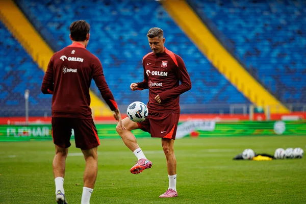 Robert Lewandowski, Polonya Milli Futbol Takımı 'nın 2026 Dünya Kupası öncesinde Finlandiya' ya karşı düzenlediği Resmi Basın Konferansı ve antrenmanı sırasında görüldü (Maciej Rogowski / Ball Raw Images)