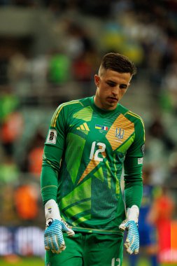 Anatoliy Trubin, Ukrayna ve Fransa milli takımları arasında oynanan 2026 Dünya Kupası ön eleme maçında görüldü (Maciej Rogowski / Ball Raw Images)