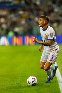 Lucas Digne, Ukrayna ve Fransa milli takımları arasında oynanan 2026 Dünya Kupası ön eleme maçında görüldü (Maciej Rogowski / Ball Raw Images)