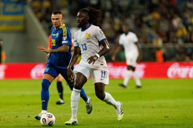 Ukrayna ve Fransa milli takımları (Maciej Rogowski / Ball Raw Images) arasındaki Dünya Kupası 2026 Avrupa ön eleme maçında Manu Kone görüldü.)