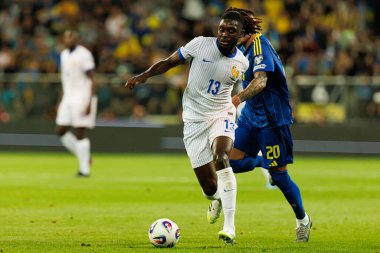 Ukrayna ve Fransa milli takımları (Maciej Rogowski / Ball Raw Images) arasındaki Dünya Kupası 2026 Avrupa ön eleme maçında Manu Kone görüldü.)