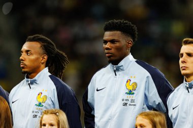 Jules Kounde ve Aurelien Tchouameni, Ukrayna ve Fransa milli takımları arasında oynanan 2026 Dünya Kupası ön eleme maçında görüldü (Maciej Rogowski / Ball Raw Images)